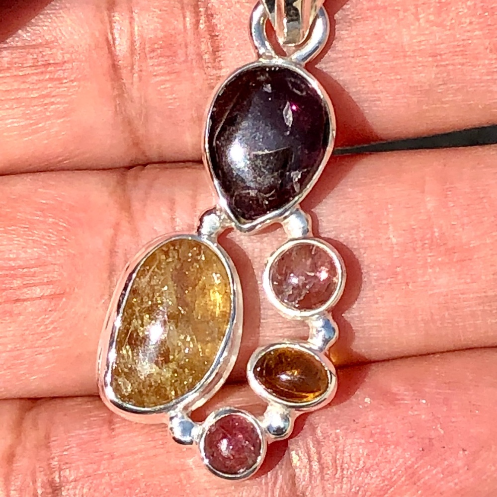 Pretty Petite Sterling Tourmaline Gemstone Pendant - Picture 2 of 4